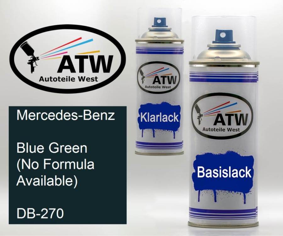 Mercedes-Benz, Blue Green (No Formula Available), DB-270: 400ml Sprühdose + 400ml Klarlack - Set, von ATW Autoteile West.
